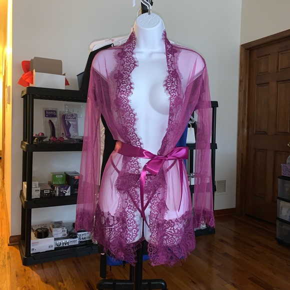 Karma’s Playhouse Other - NEW! Final Sale! Eyelash Lace Hem Sheer Robe Set